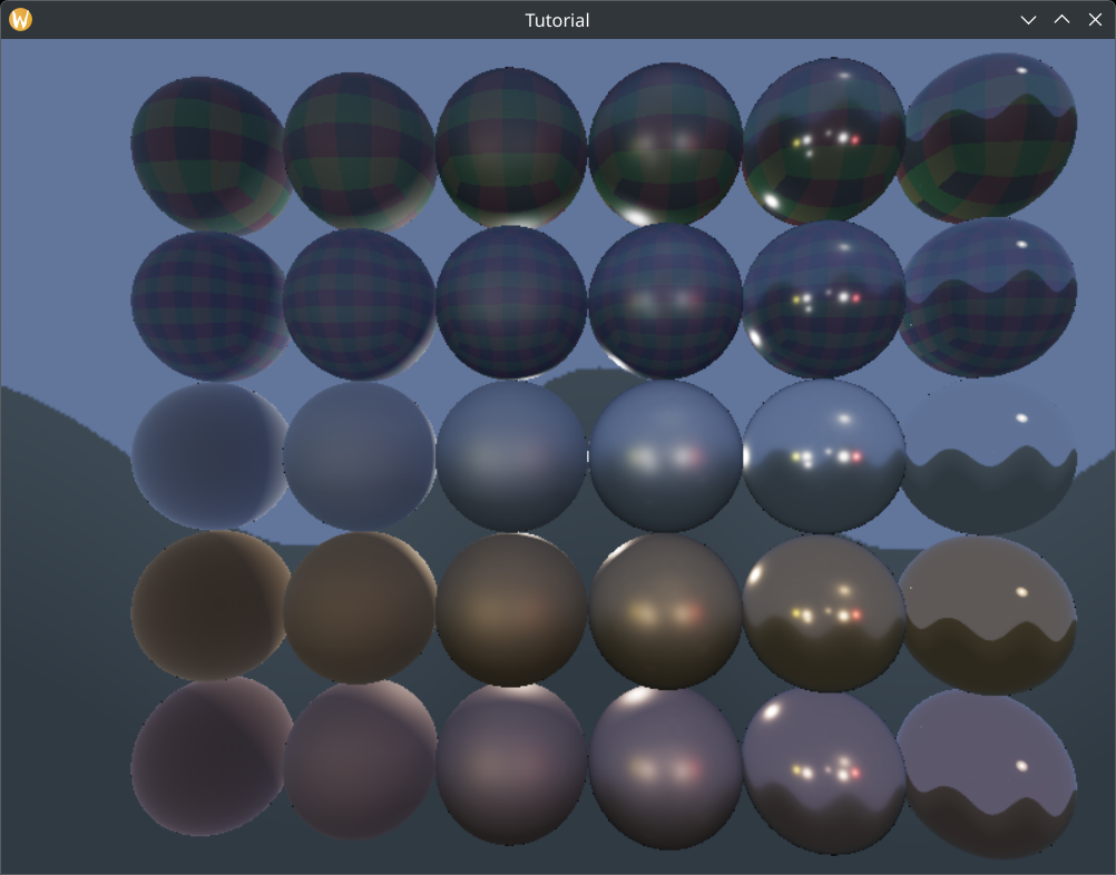 Illustration of indirect illumination for spheres with increasing roughness.