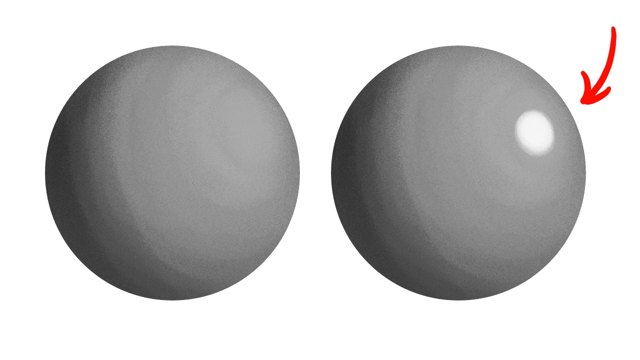 Illustration of diffuse only vs diffuse and specular.