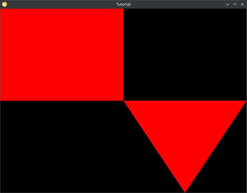 Screenshot of the application rendering a triangle and a quad.