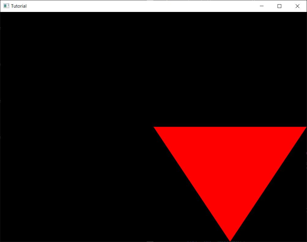 Screenshot of the application rendering a triangle from memory.